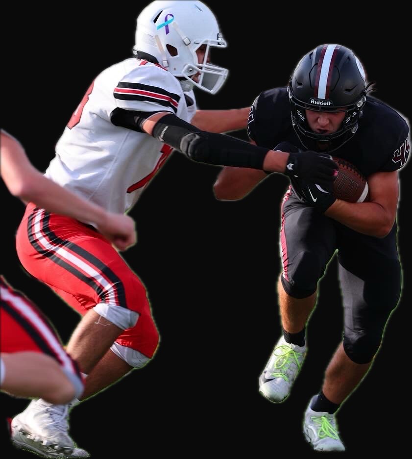 Evan Karl in a linebacker stance